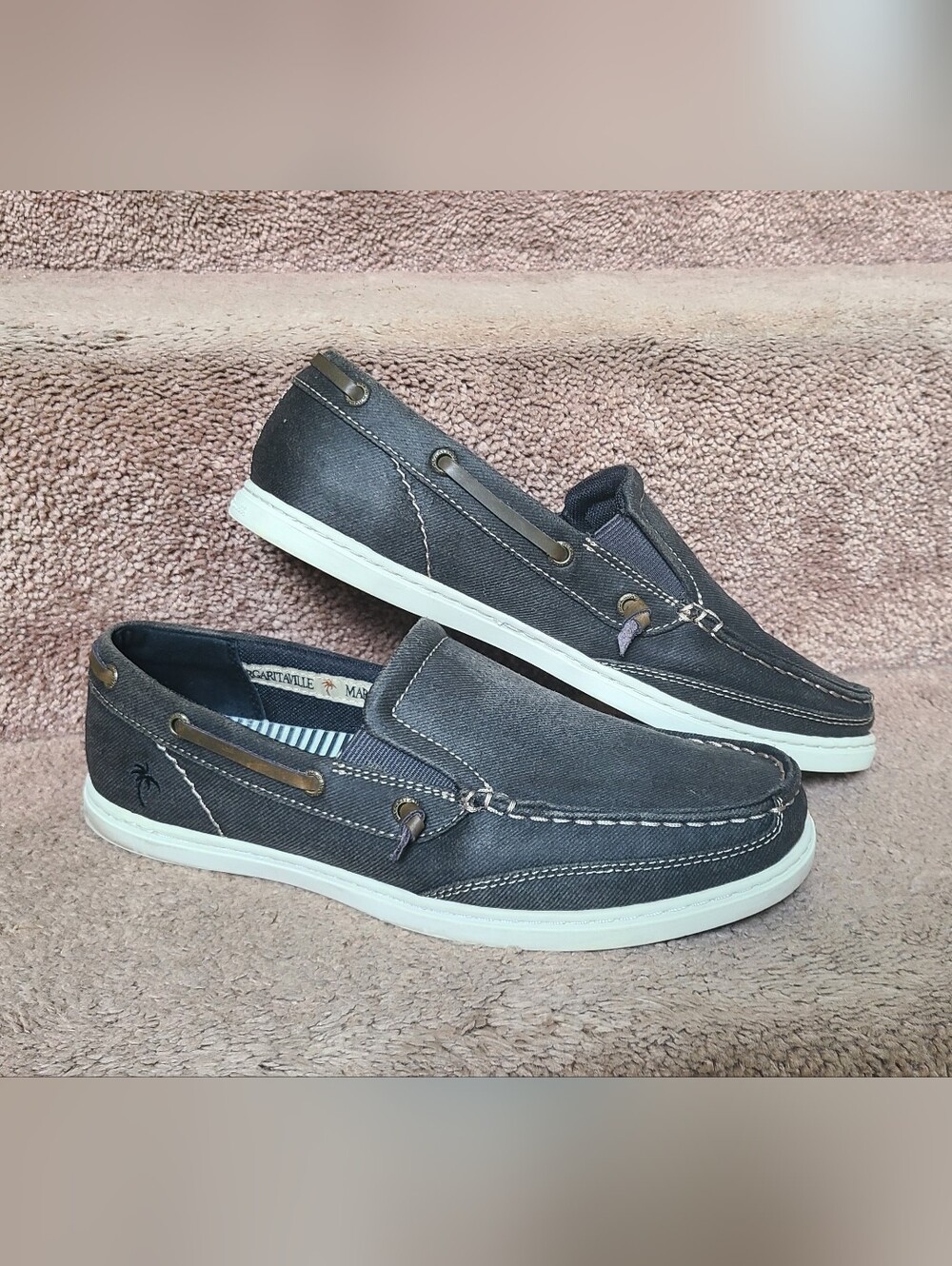 Margaritaville Men's US 11 Dock Denim Boat Shoes gray